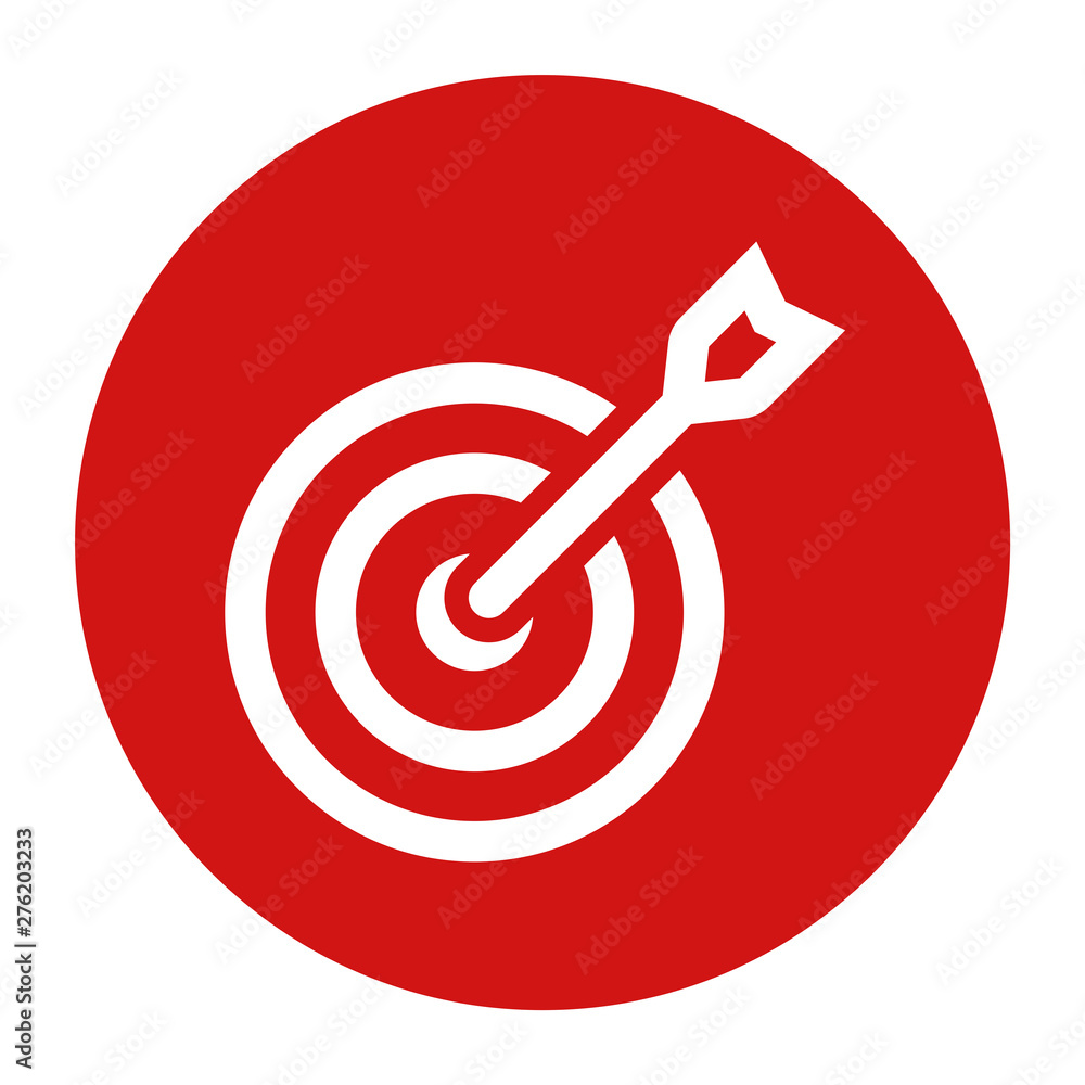 Target arrow icon flat red round button vector illustration Target arrow icon flat red round button vector illustration