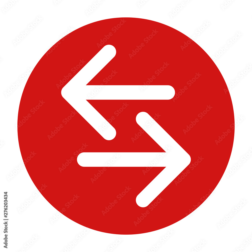 Transfer arrow icon flat red round button vector illustration