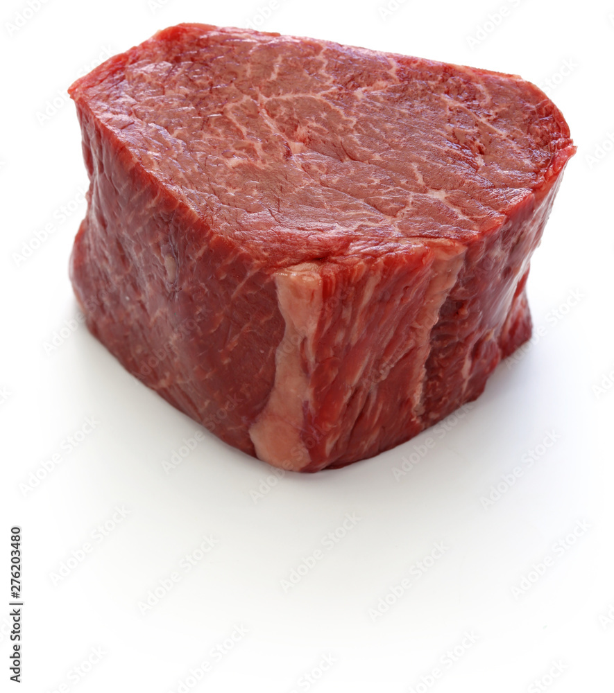 raw beef rump block meat isolated on white background raw beef rump block meat isolated on white background