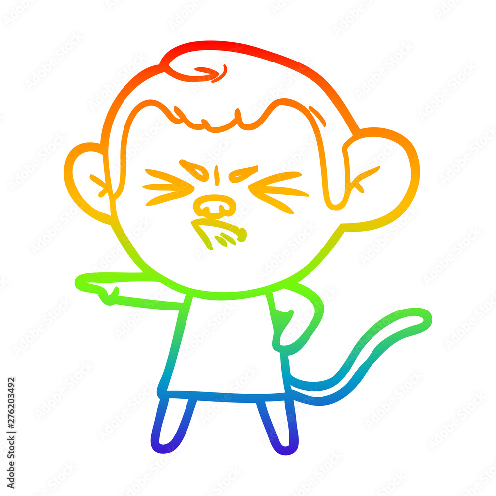 rainbow gradient line drawing cartoon annoyed monkey rainbow gradient line drawing cartoon annoyed monkey
