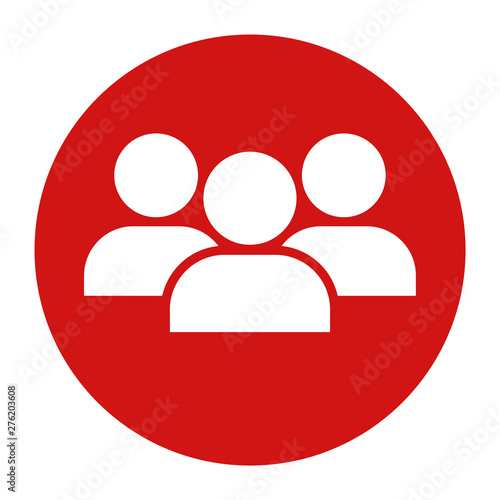 User group icon flat red round button vector illustration