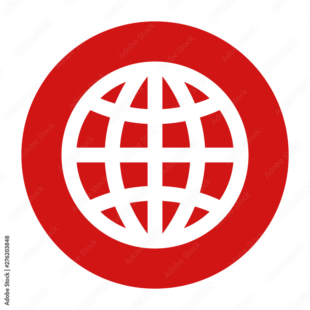 World icon flat red round button vector illustration World icon flat red round button vector illustration