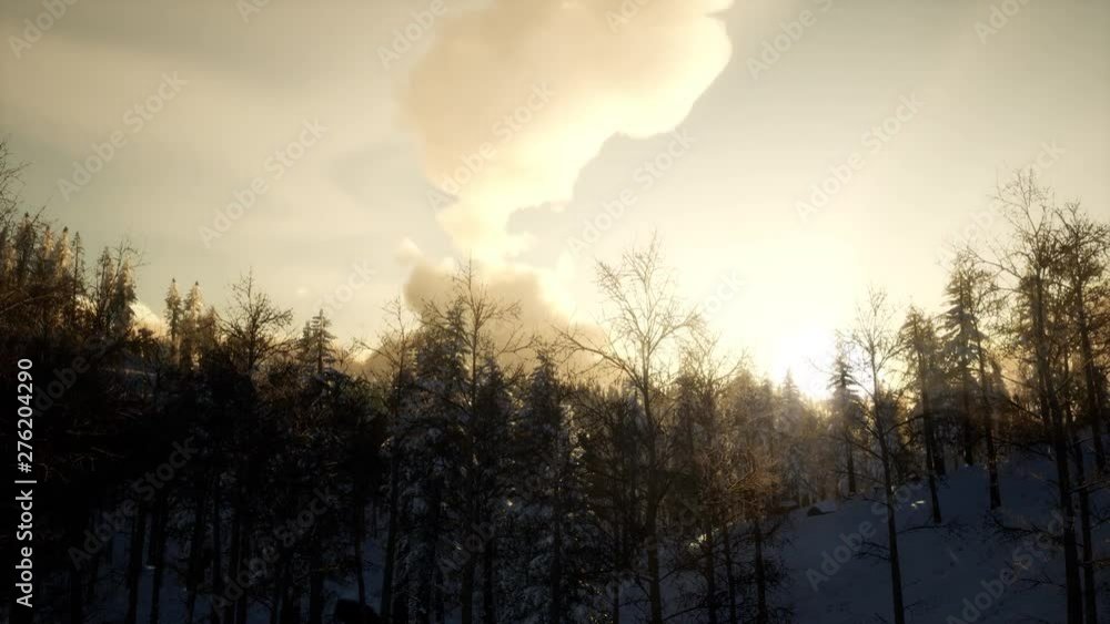 majestic winter landscape glowing by sunlight at sunset majestic winter landscape glowing by sunlight at sunset