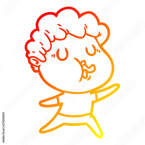 warm gradient line drawing cartoon man singing