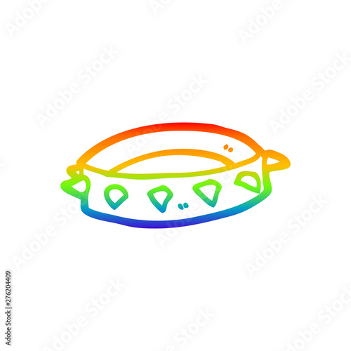 rainbow gradient line drawing cartoon spiked dog collar