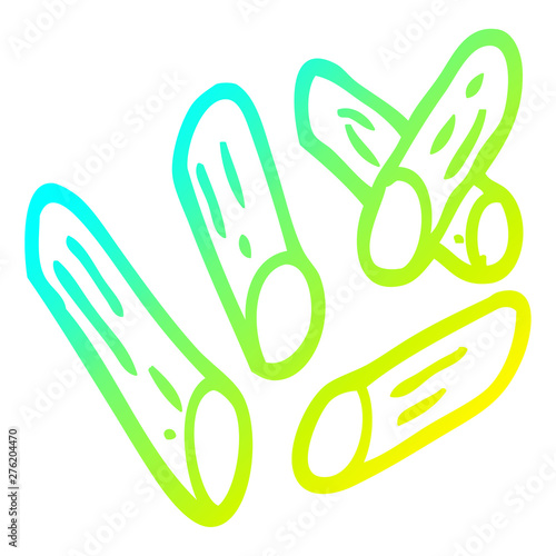 cold gradient line drawing cartoon pasta shapes