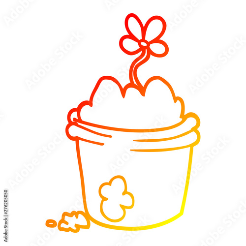 warm gradient line drawing cartoon flower pot