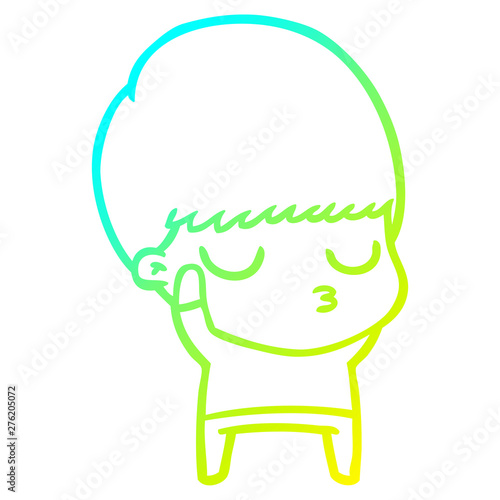 cold gradient line drawing cartoon calm boy