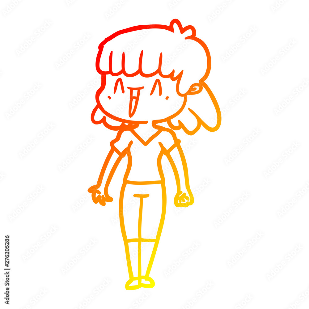 warm gradient line drawing cartoon woman warm gradient line drawing cartoon woman