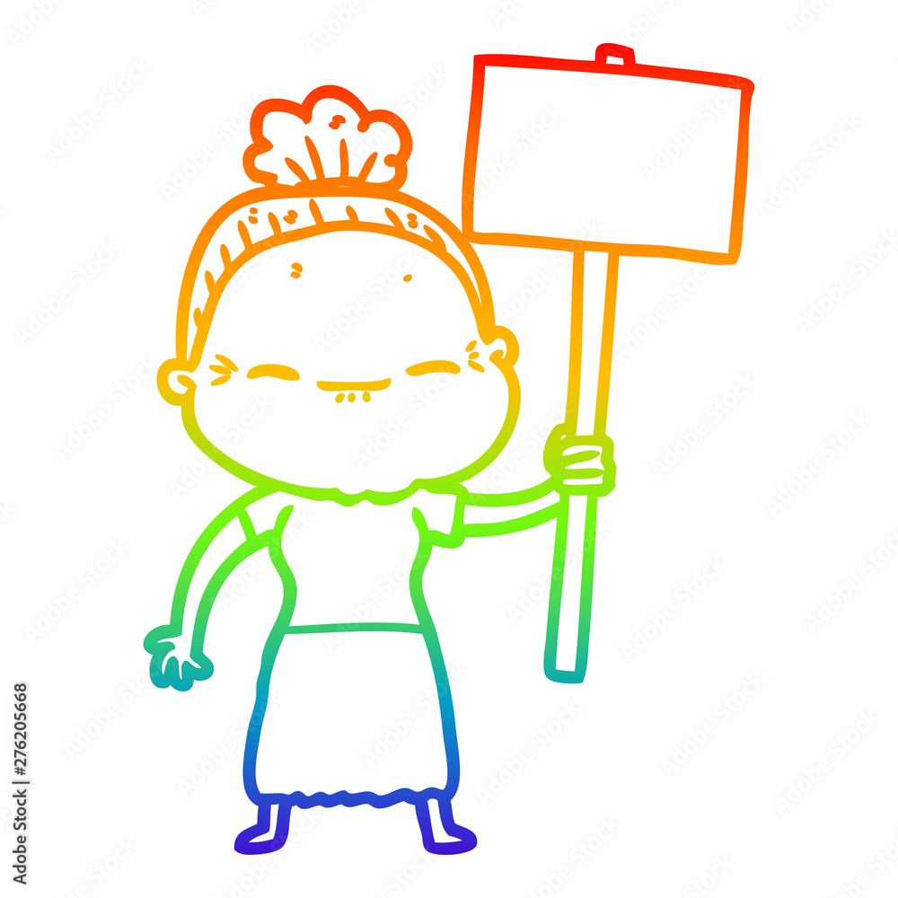rainbow gradient line drawing cartoon peaceful old woman rainbow gradient line drawing cartoon peaceful old woman