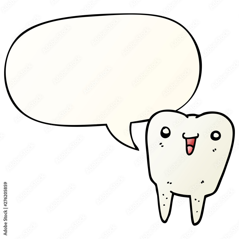 cartoon tooth and speech bubble in smooth gradient style cartoon tooth and speech bubble in smooth gradient style