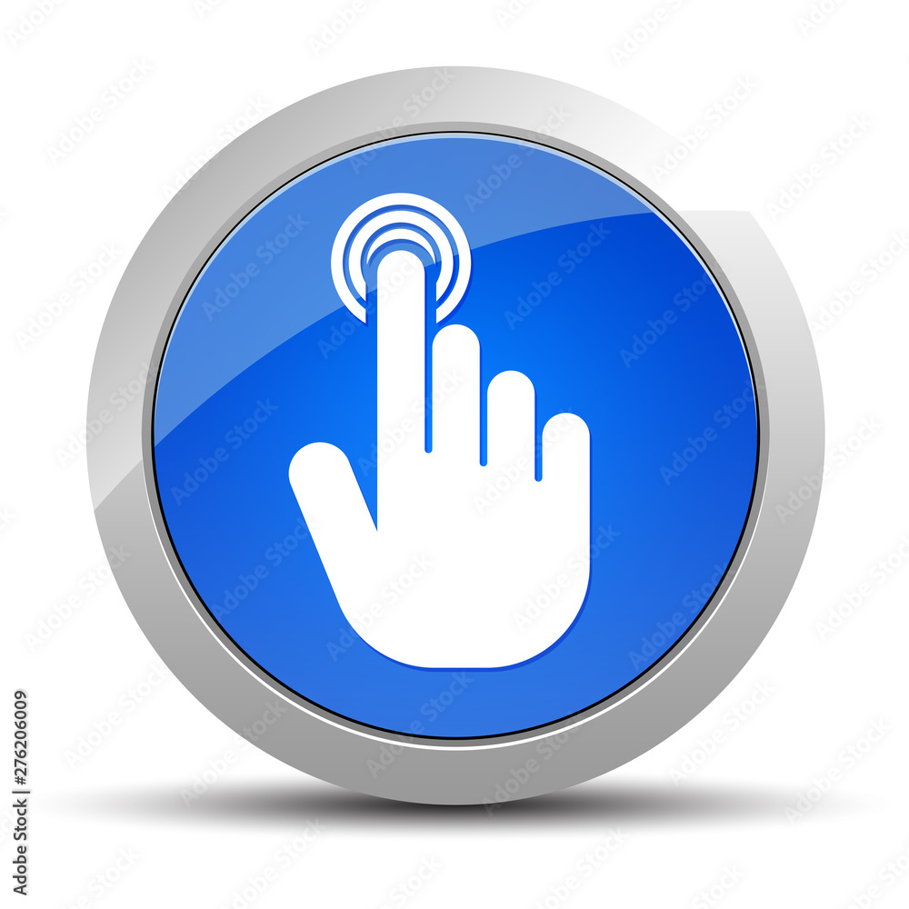 Hand cursor click icon blue round button illustration Hand cursor click icon blue round button illustration