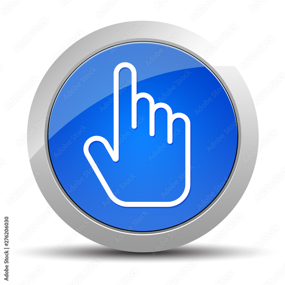 Hand cursor click icon blue round button illustration Hand cursor click icon blue round button illustration