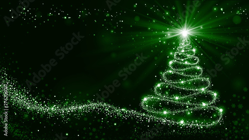 Shining green Christmas tree. 
