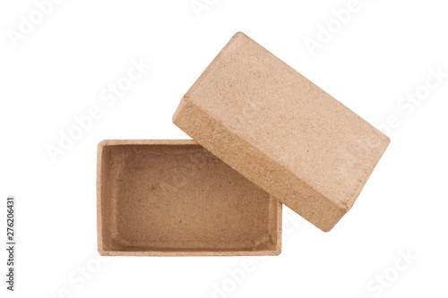 open rectangular cardboard box isolated on white