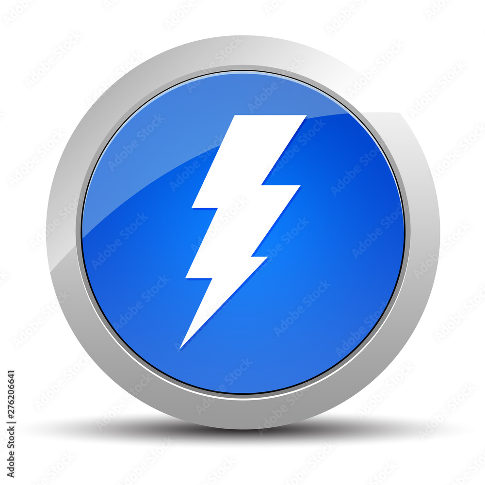 Lightning icon blue round button illustration Lightning icon blue round button illustration