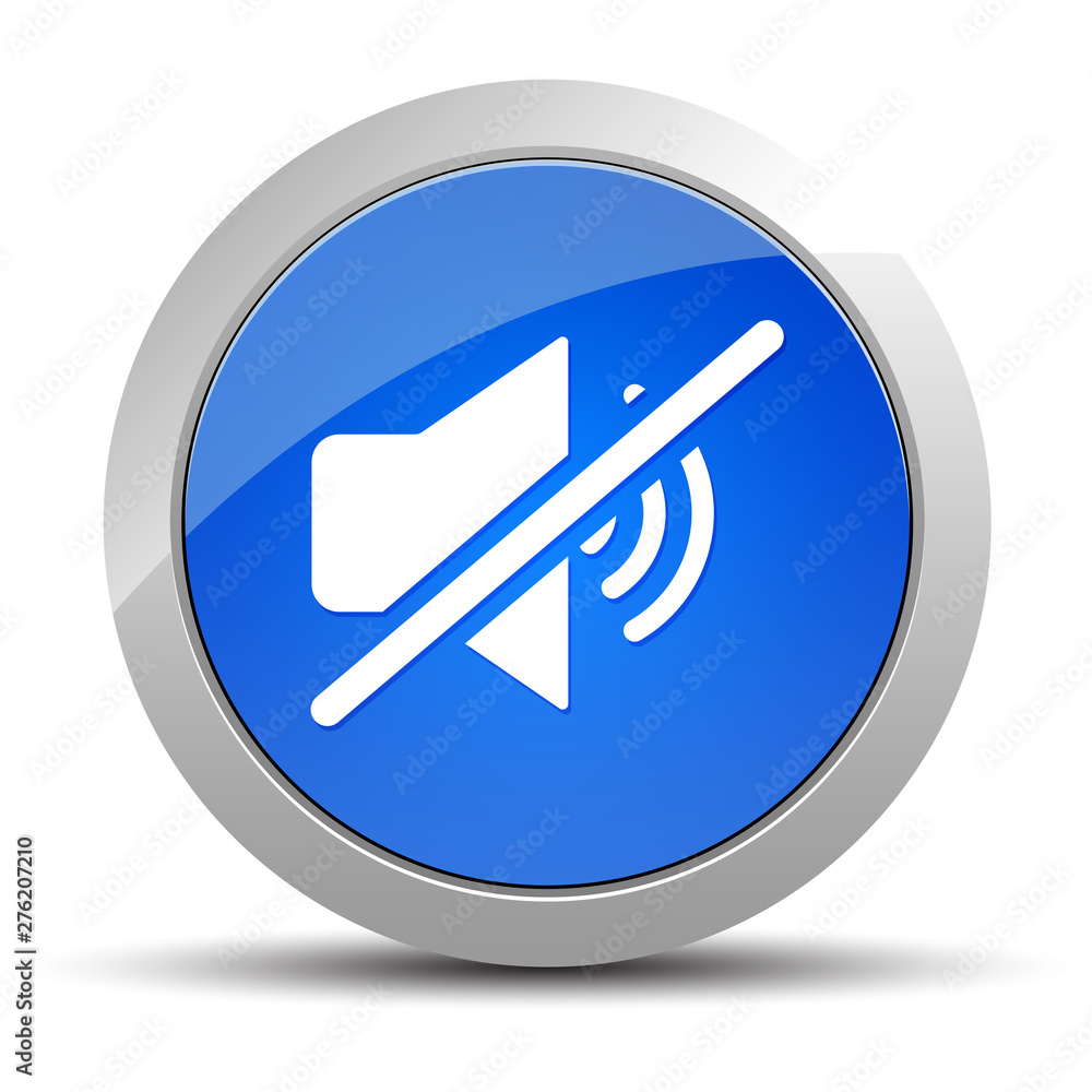 Mute speaker icon blue round button illustration