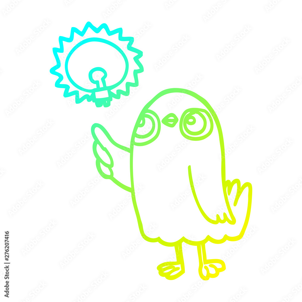 cold gradient line drawing cartoon bird with great idea cold gradient line drawing cartoon bird with great idea