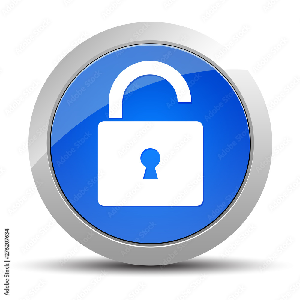 Padlock open icon blue round button illustration Padlock open icon blue round button illustration