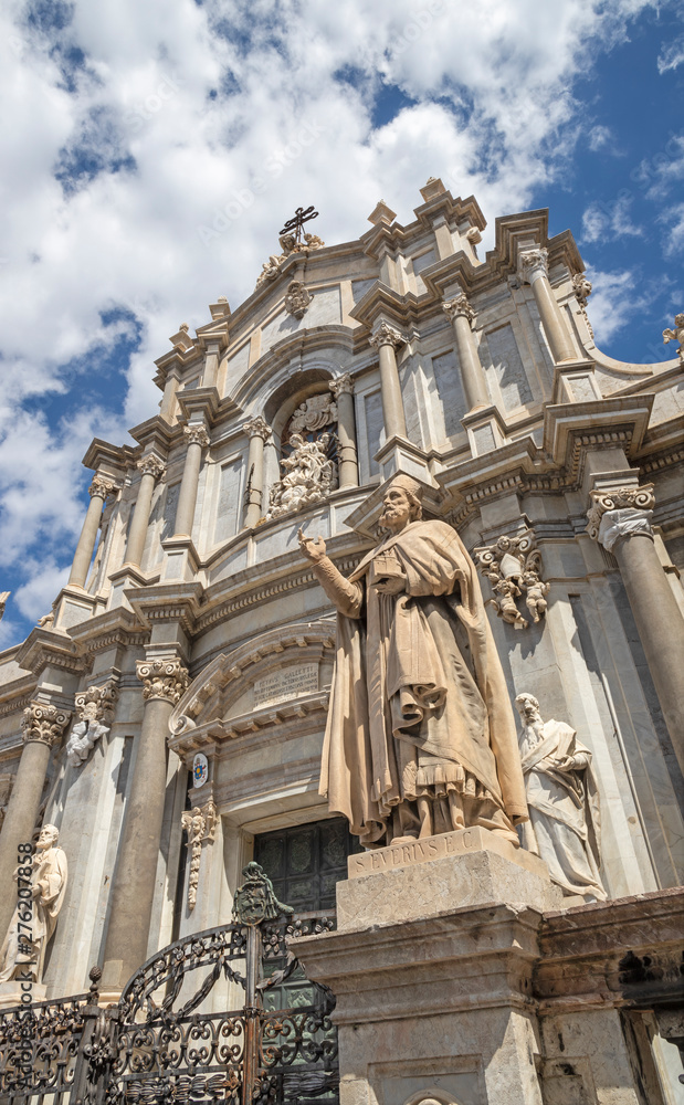 Catania - The baroque portal of Basilica di Sant'agata.