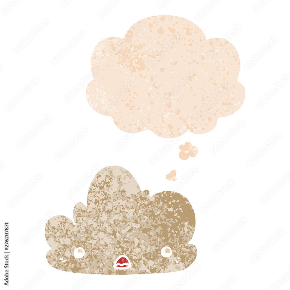 cute cartoon cloud and thought bubble in retro textured style cute cartoon cloud and thought bubble in retro textured style