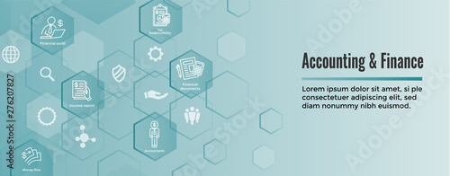 Accountant or Accounting Icon Set & Web Header Banner