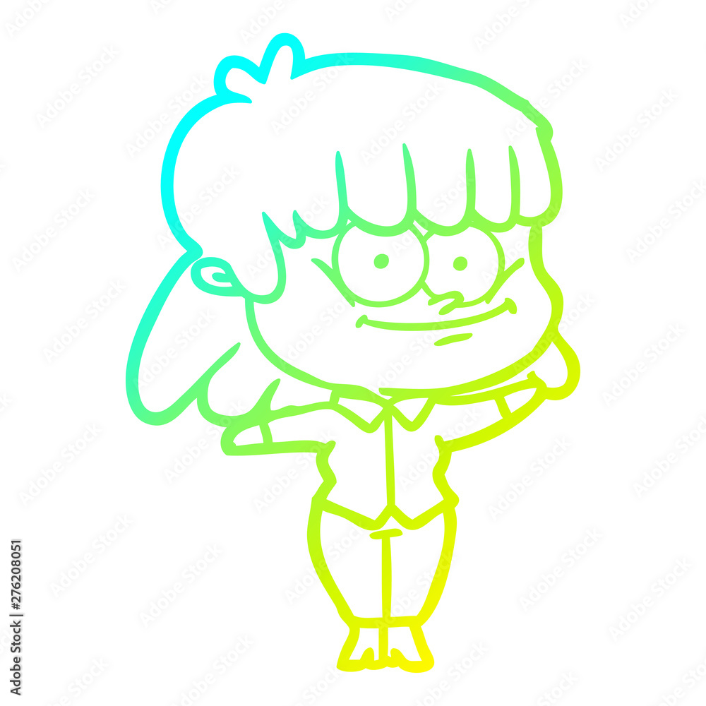 cold gradient line drawing cartoon girl smiling cold gradient line drawing cartoon girl smiling
