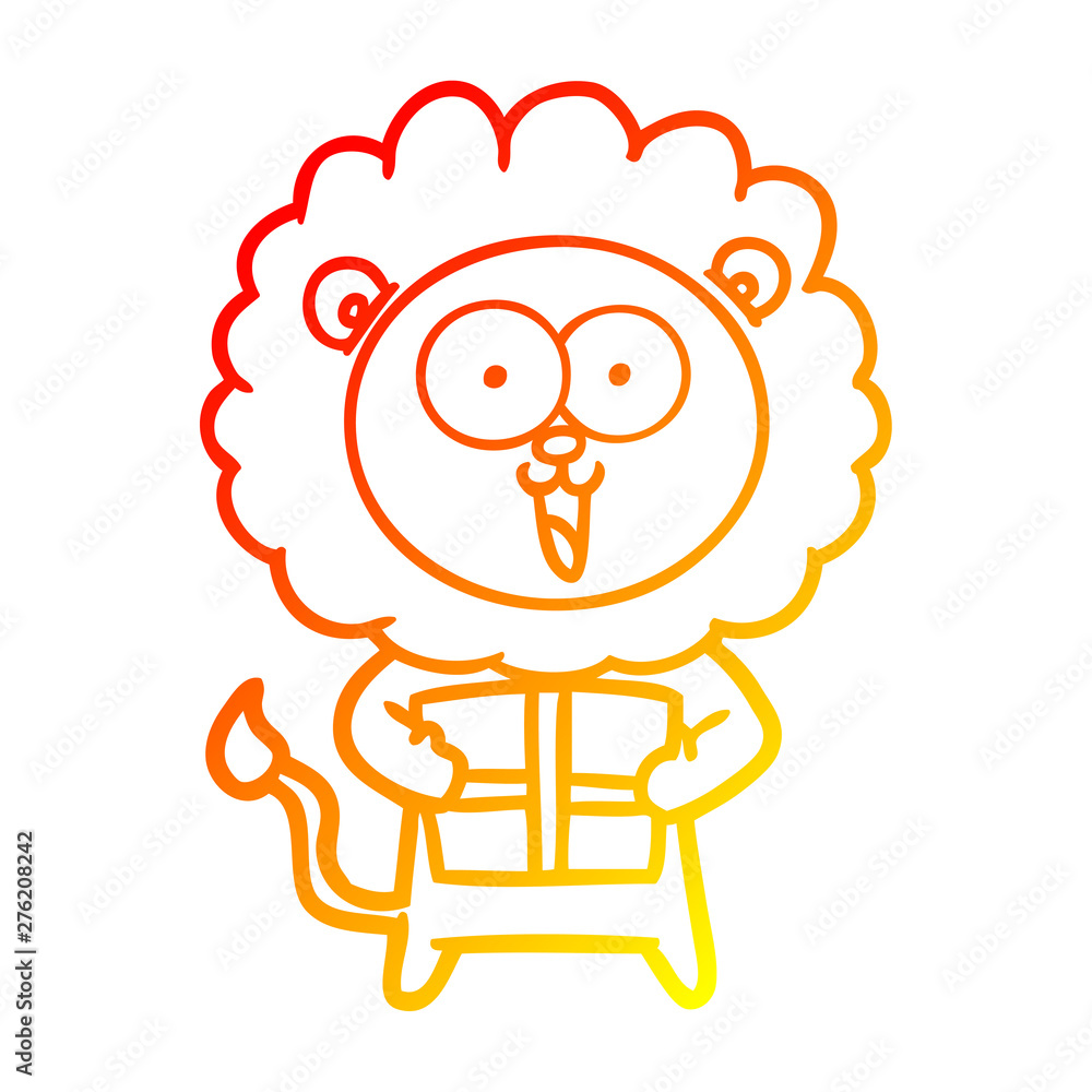 warm gradient line drawing happy cartoon lion warm gradient line drawing happy cartoon lion