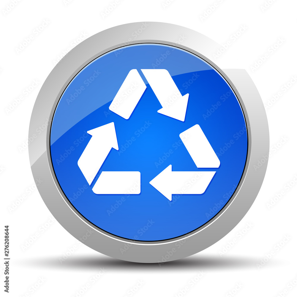 Recycle symbol icon blue round button illustration Recycle symbol icon blue round button illustration