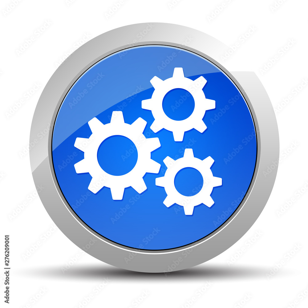 Settings gears icon blue round button illustration Settings gears icon blue round button illustration