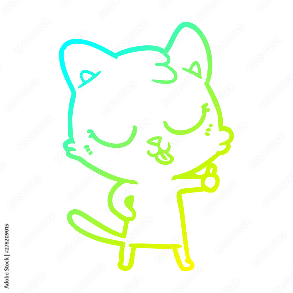 cold gradient line drawing happy cartoon cat cold gradient line drawing happy cartoon cat