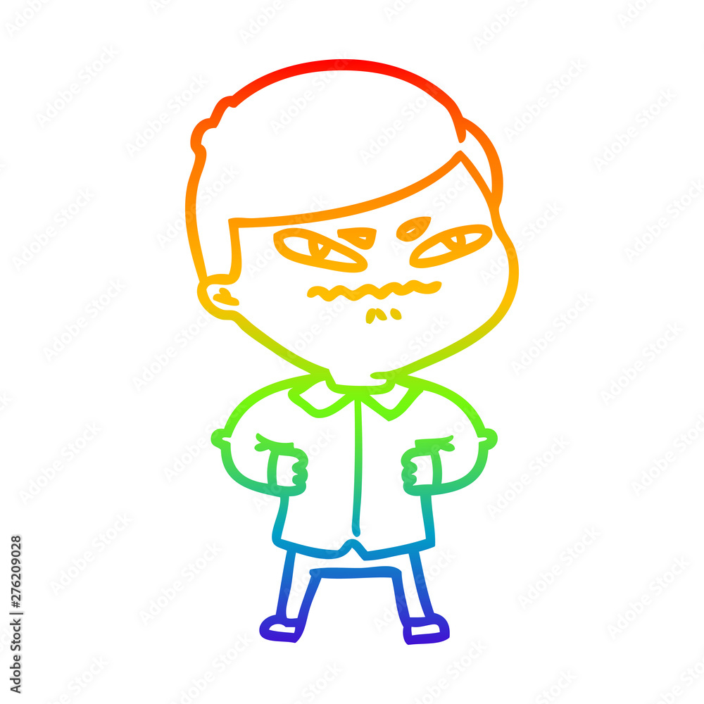 rainbow gradient line drawing cartoon angry man rainbow gradient line drawing cartoon angry man