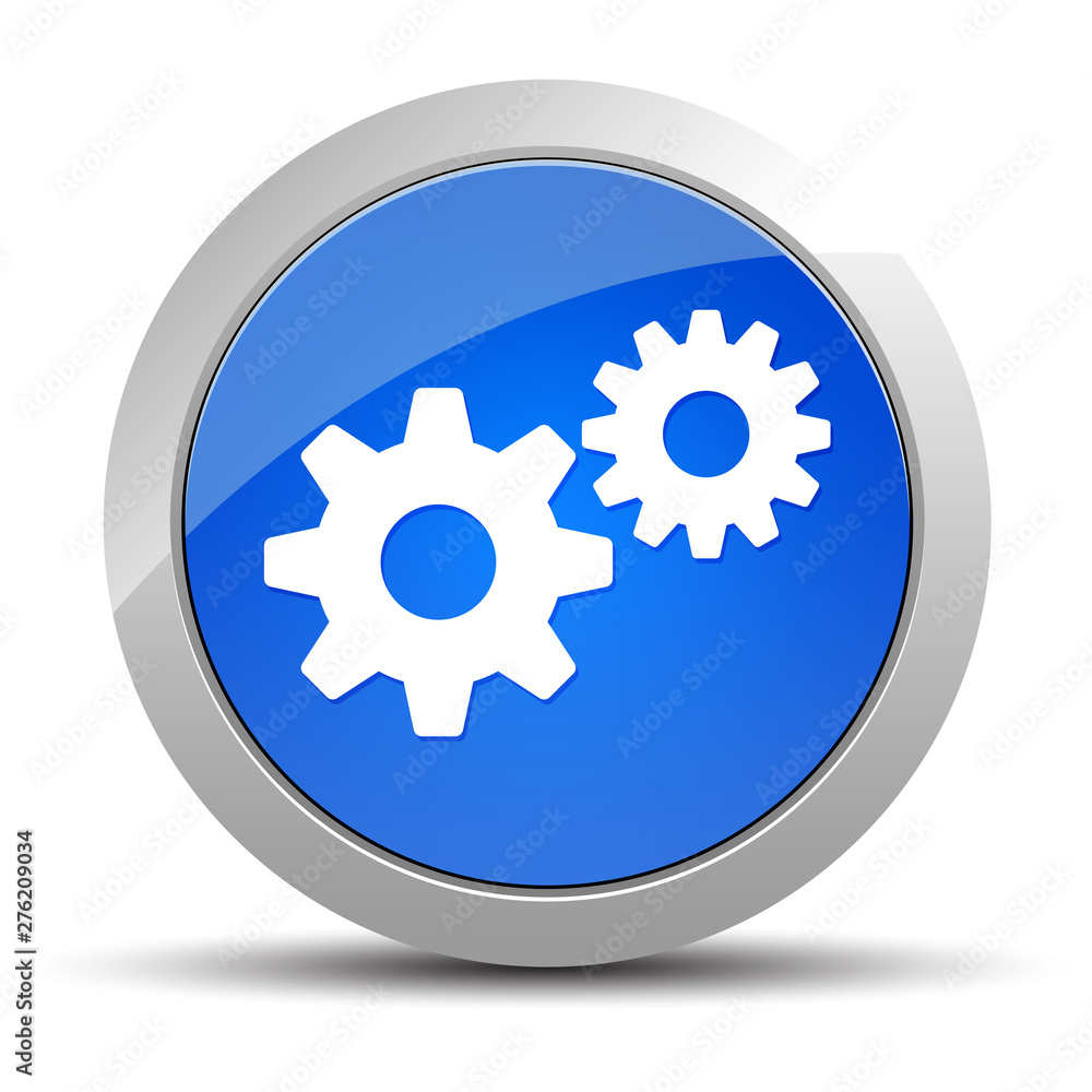 Settings process icon blue round button illustration Settings process icon blue round button illustration
