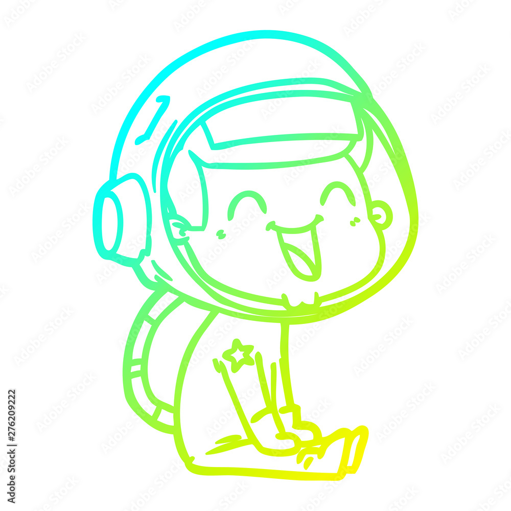 cold gradient line drawing happy cartoon astronaut cold gradient line drawing happy cartoon astronaut