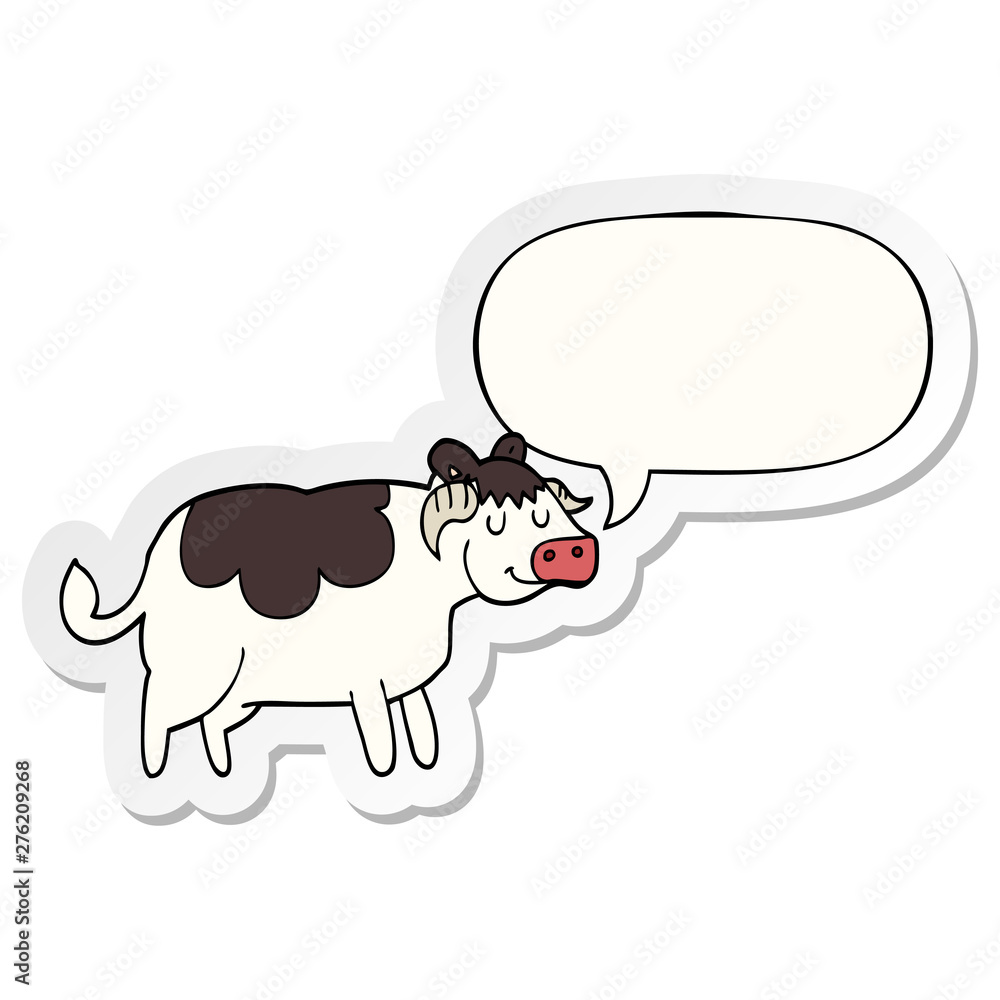 cartoon cow and speech bubble sticker cartoon cow and speech bubble sticker