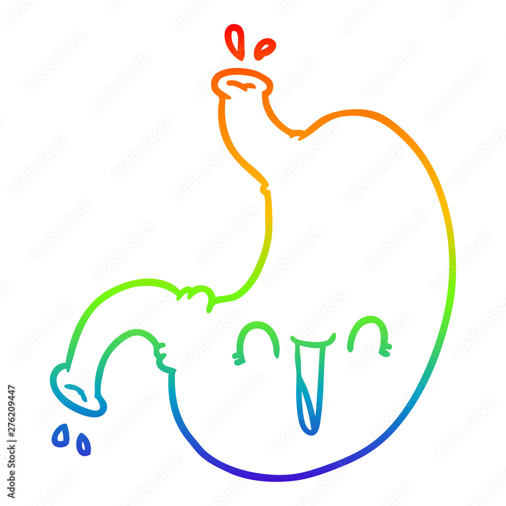 Fototapeta premium rainbow gradient line drawing cartoon happy stomach