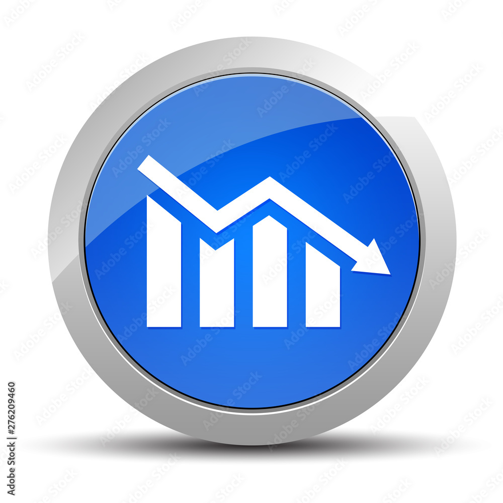 Statistics down icon blue round button illustration Statistics down icon blue round button illustration