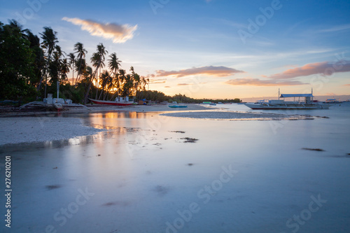 Beautiful sunset view of the beach on Panglao Island, Philippines