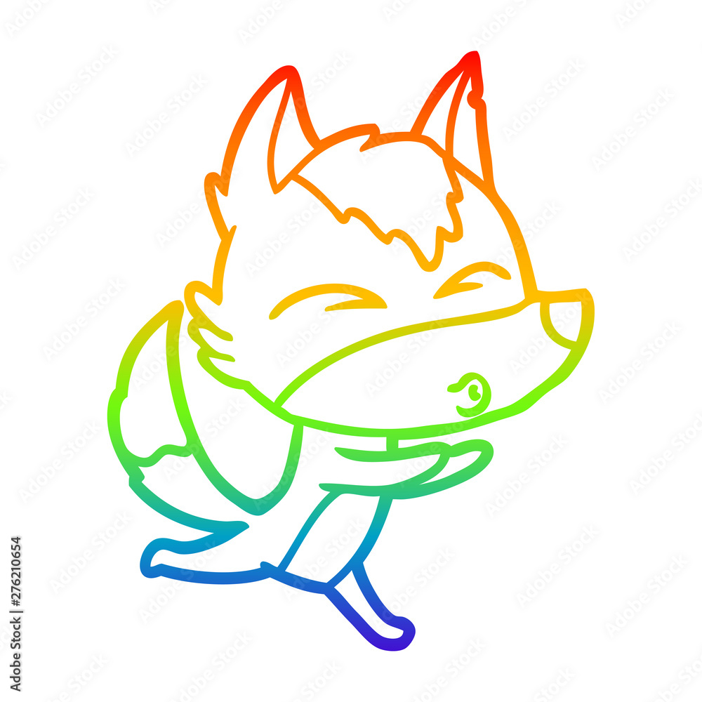 rainbow gradient line drawing cartoon wolf whistling rainbow gradient line drawing cartoon wolf whistling