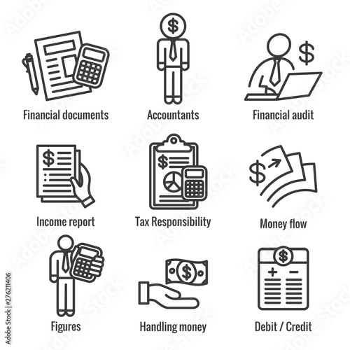 Accountant or Accounting Icon Set - money, accountant and figures images