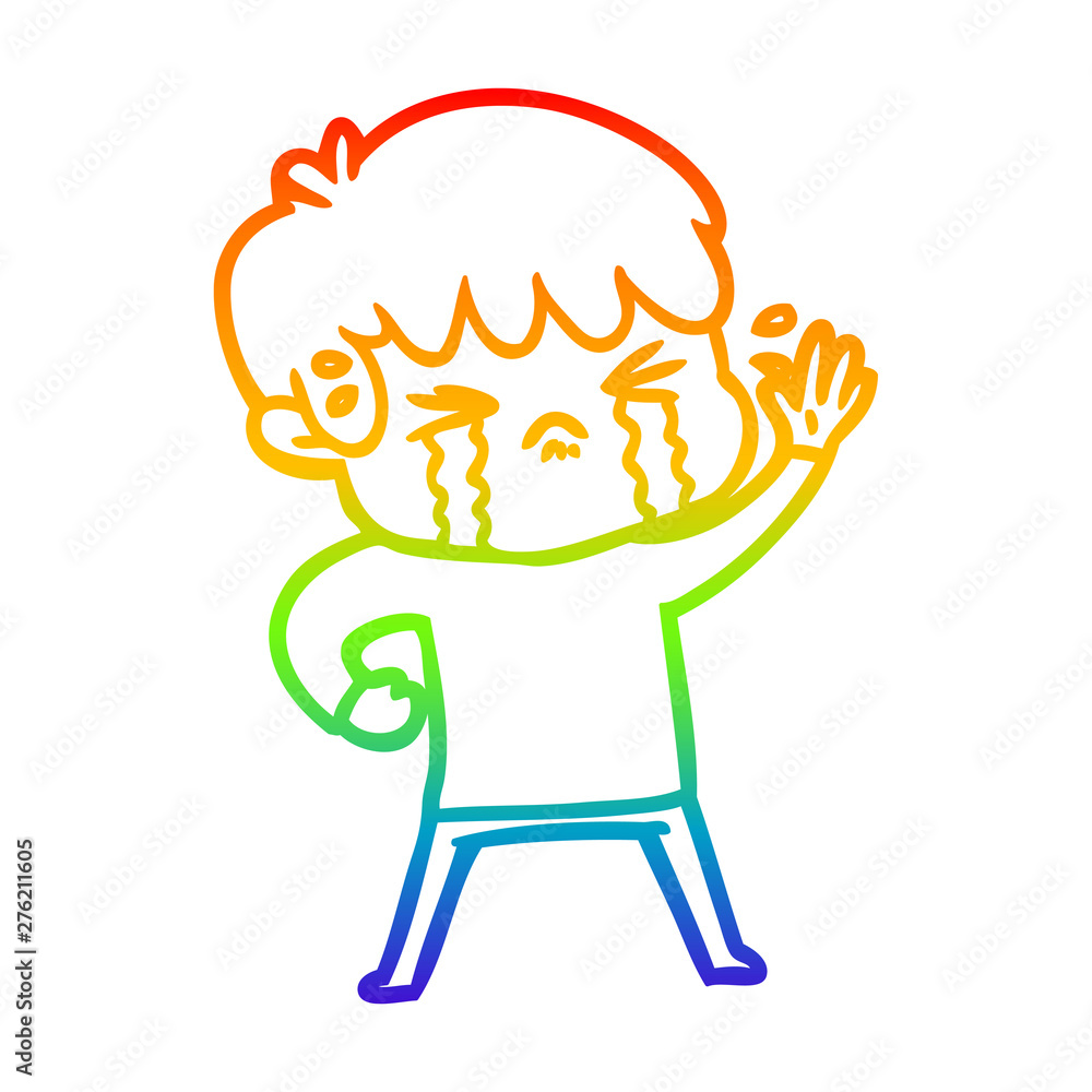 rainbow gradient line drawing cartoon boy crying rainbow gradient line drawing cartoon boy crying