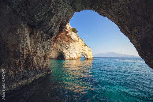 Agios Nikolaos blue caves in Zakynthos (Zante) island, in Greece © Daniel CHETRONI