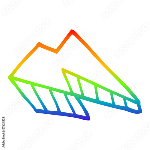 rainbow gradient line drawing cartoon lightening bolt