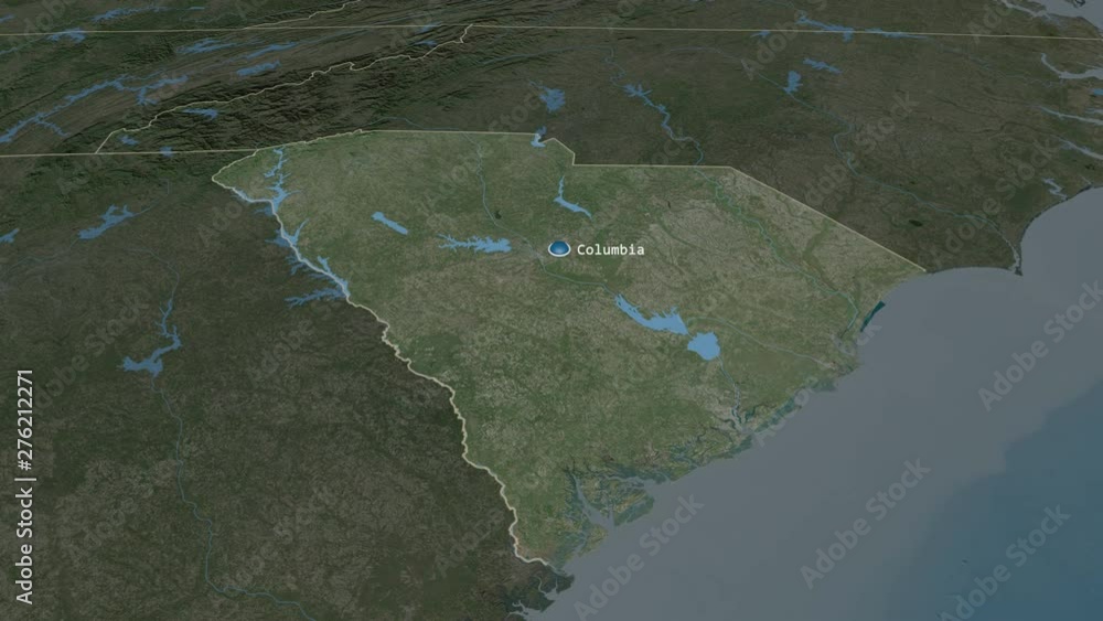 South Carolina - state of the United States zoomed on the satellite map ...