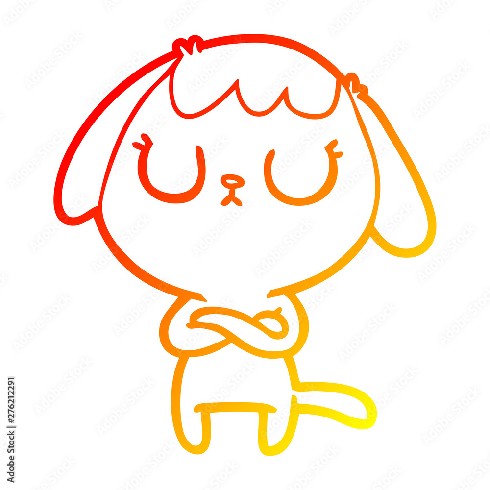 Obraz premium warm gradient line drawing cute cartoon dog