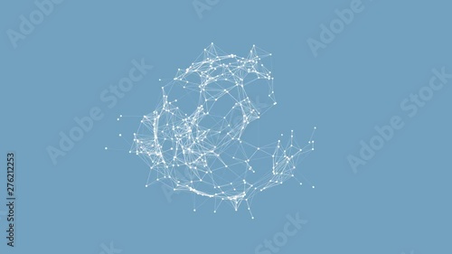 Virtual digital planet Earth on blue background. Plexus fantasy abstract technology. Digital globe of data.