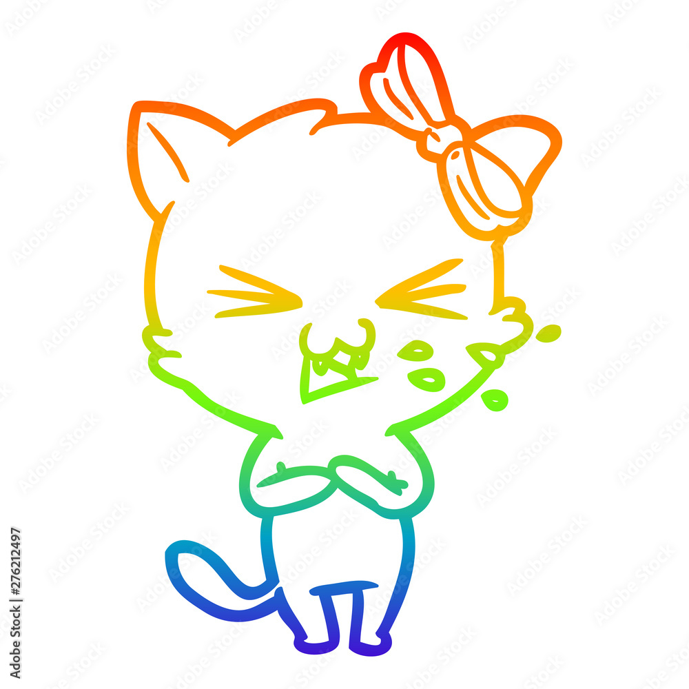 rainbow gradient line drawing cartoon cat rainbow gradient line drawing cartoon cat