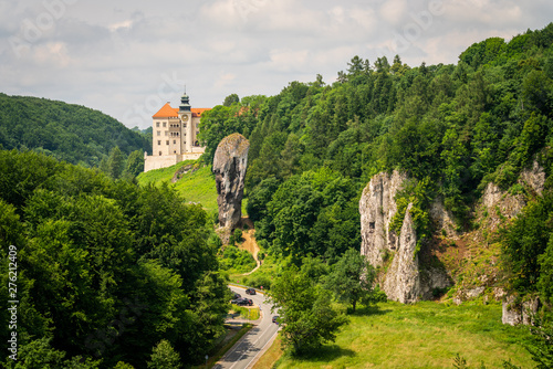 Castle on the hill in Ojcow National Park Poland - Pieskowa Skala, Hercules's mace rock  photo