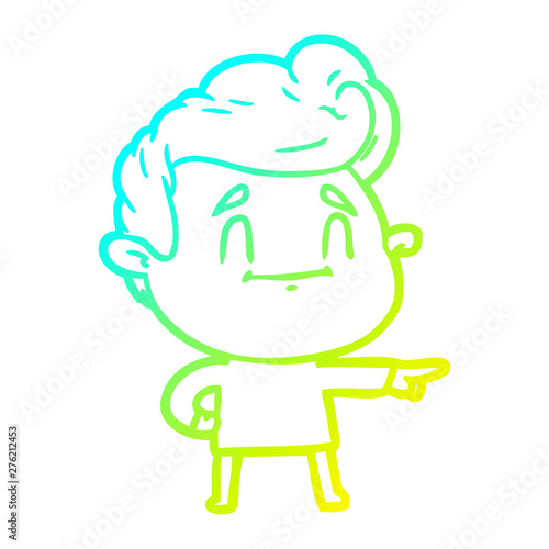 Wallpaper Mural cold gradient line drawing happy cartoon man pointing Torontodigital.ca