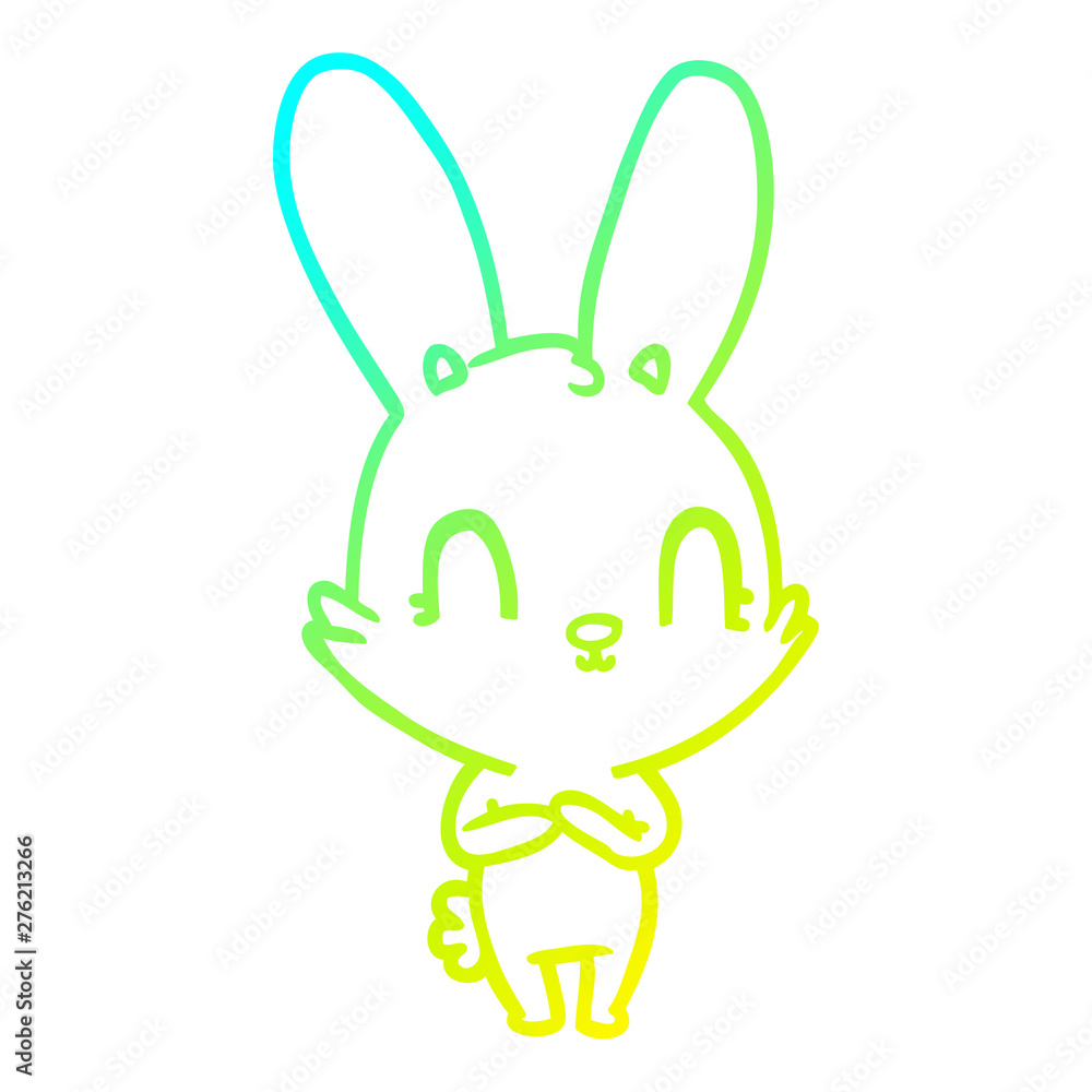 cold gradient line drawing cute cartoon rabbit